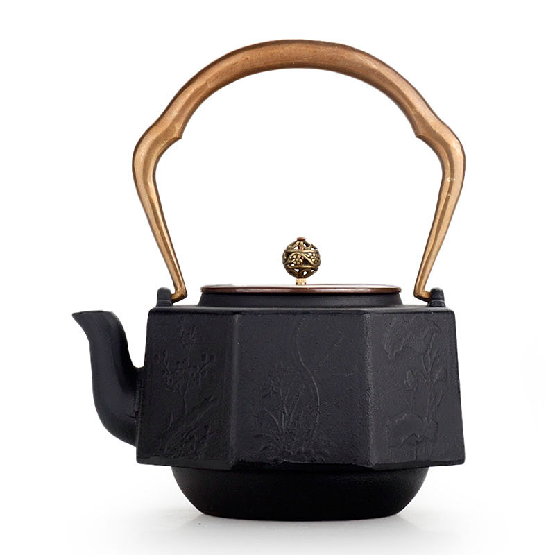 铸铁壶八面复古铁壶软装饰品样板间中式摆件铁茶壶艺烧Z水壶老铁