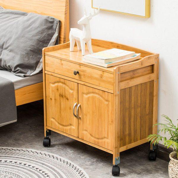 床头柜简约现代简易置物架北欧仿竹木卧室床边收纳迷你小型柜子