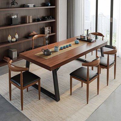 实木色茶桌椅组合一桌五椅喝茶桌新中式商谈公大板泡茶桌茶几桌,商业/办公家具,茶台/茶桌,淘宝优惠券,粉丝福利购,淘宝优惠卷