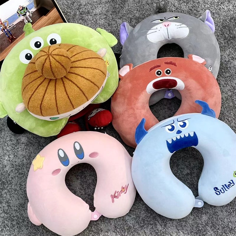 【包邮】可爱卡通动漫苏利文三眼仔记忆棉可拆洗旅行颈枕U型枕
