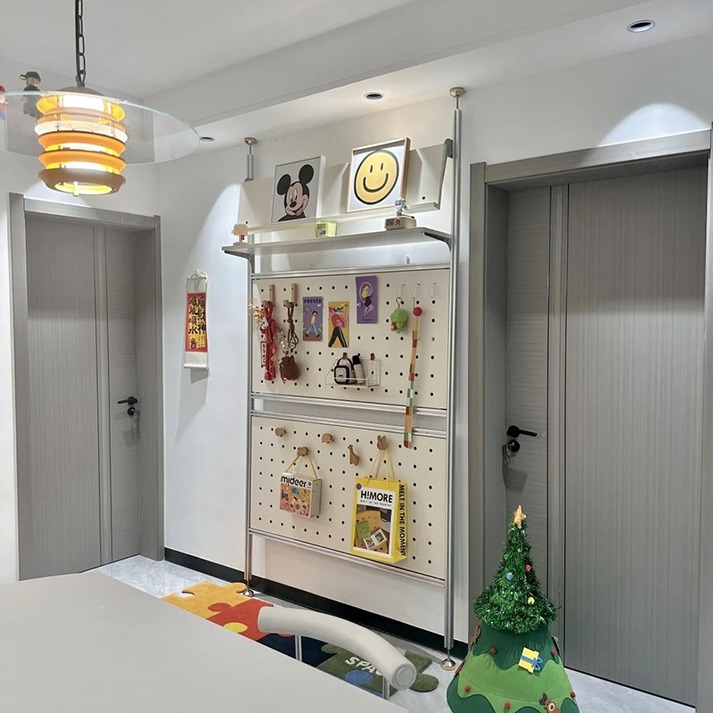 定制现代铝型材i桦木海洋板收纳洞洞板顶天立地一体入户玄关挂衣