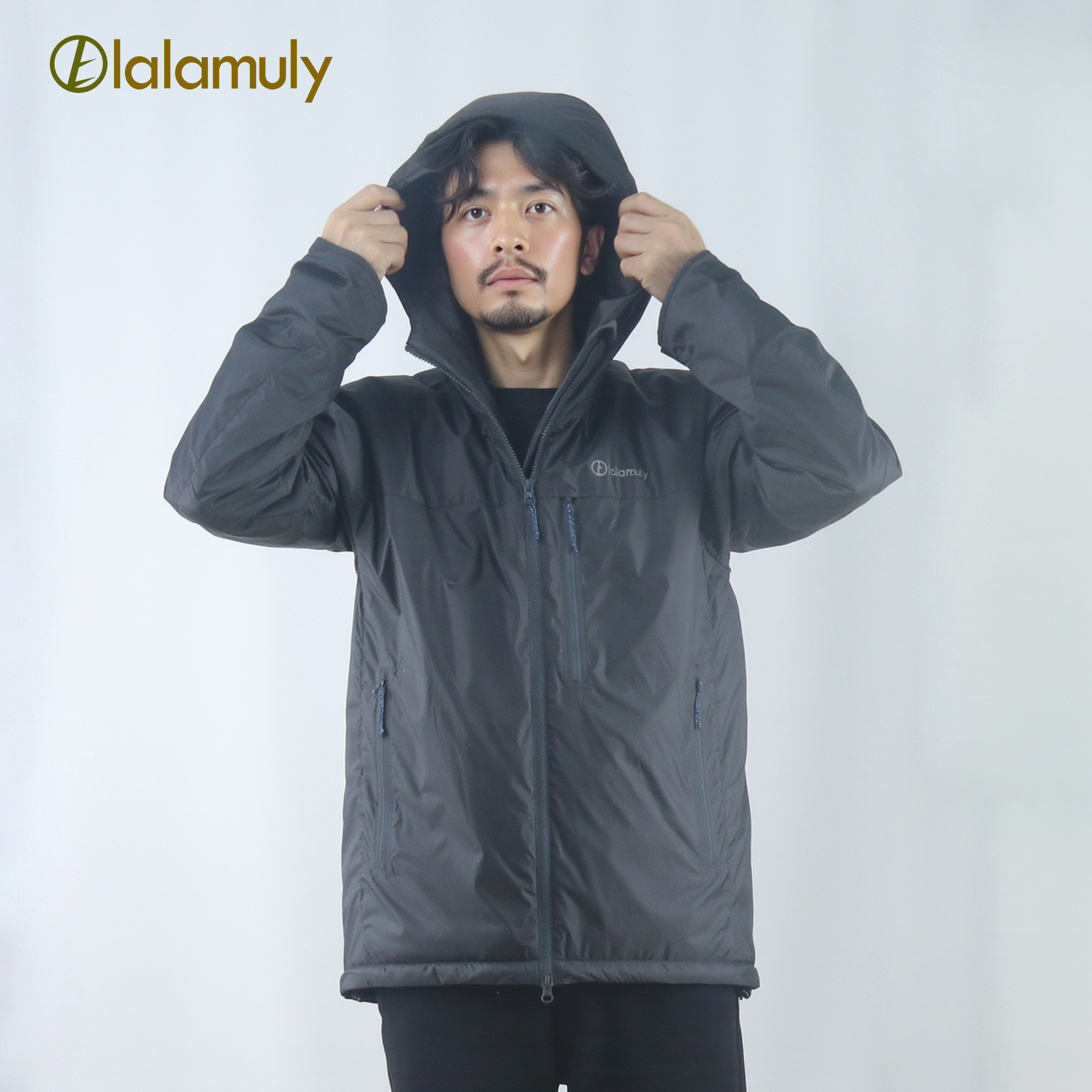Lalamuly户外保暖棉衣男防水防风运动风连帽穿拉链厚外套登山徒步
