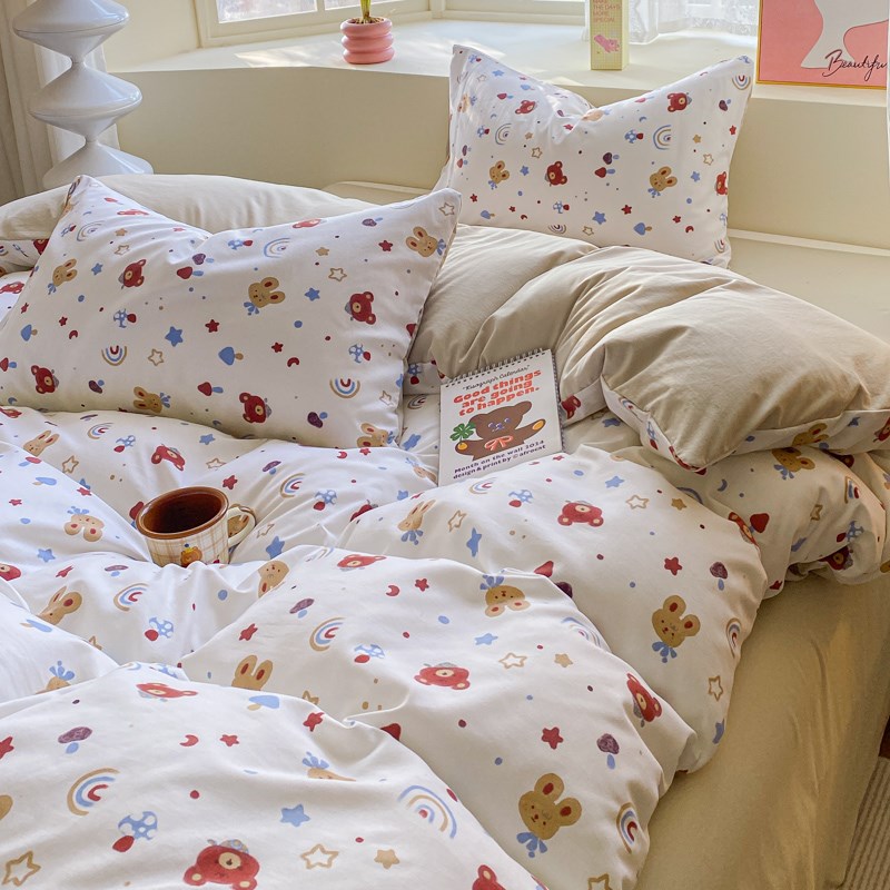 A类母婴超软水洗棉o四件套床上四件套床单被套学生宿舍三件套