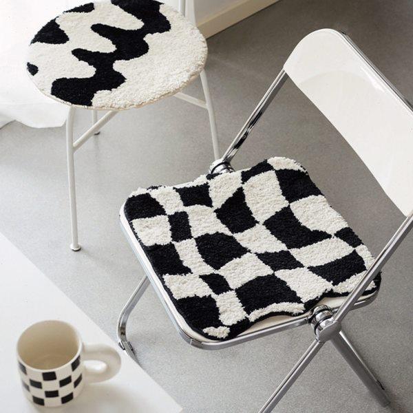 北欧风多植绒现代简约格子办公室久坐垫子坐垫学生舒适隔凉椅子垫,居家布艺,沙发垫,淘宝优惠券,粉丝福利购,淘宝优惠卷