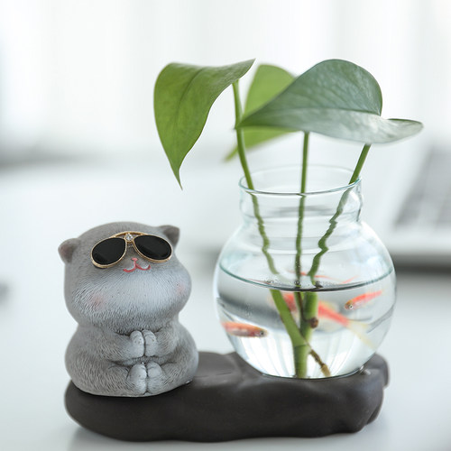 创意绿萝水培花瓶玻璃器皿透明水养鲜花插花花盆盆器鱼Y缸桌面摆