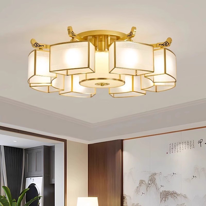 新中式全铜客厅吸顶灯o别墅大厅吊灯现代简约大气轻奢卧室饭厅主