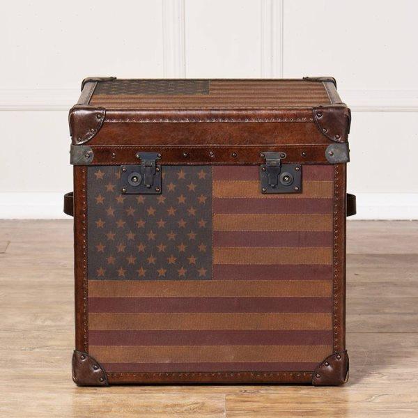 中古风米字旗复古油蜡皮收纳箱客厅沙发边几边柜储物箱收纳柜边几,住宅家具,床头柜,淘宝优惠券,粉丝福利购,淘宝优惠卷