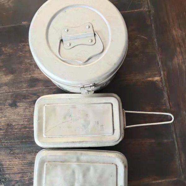 老物件铝饭盒老式饭盒民俗收藏老餐具餐盒怀旧装饰铝制品道具摆件