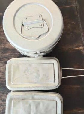 老物件铝饭盒老式饭盒民俗收藏老餐具餐盒怀旧装饰铝制品道具摆件
