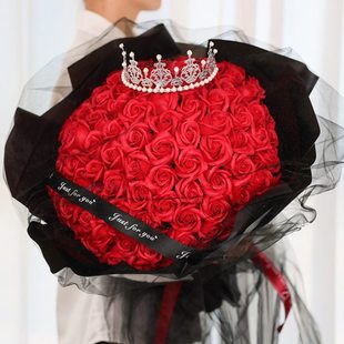 99朵红玫瑰花花束香皂花情人节送女友毕业表白订婚闺蜜生日礼物