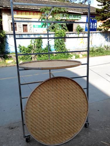 竹制品 竹编 簸箕铁架 竹v筛放置架 茶叶凉青架 晾晒架 制茶用具