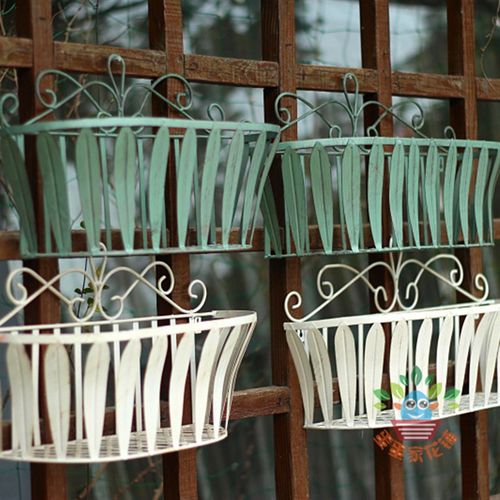 包邮 欧式e铁艺壁挂花篮 阳台挂篮花架 花园庭院装饰摆件花框