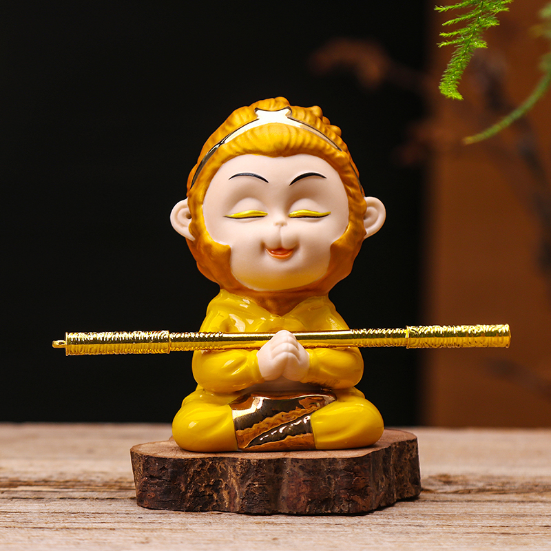 精品齐天大圣孙悟空摆件鱼t缸造景小猴子可养茶宠陶瓷平安车载摆