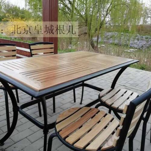 户外桌椅 铁艺实木桌椅 室外桌椅 庭院阳台休闲 防腐木椅子 露天