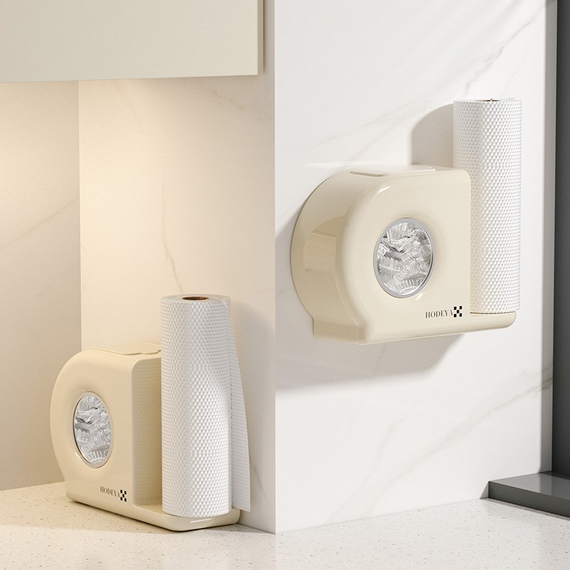 厨房壁挂b保鲜膜收纳盒免打孔懒人抹布保鲜袋二合一收纳整理置物