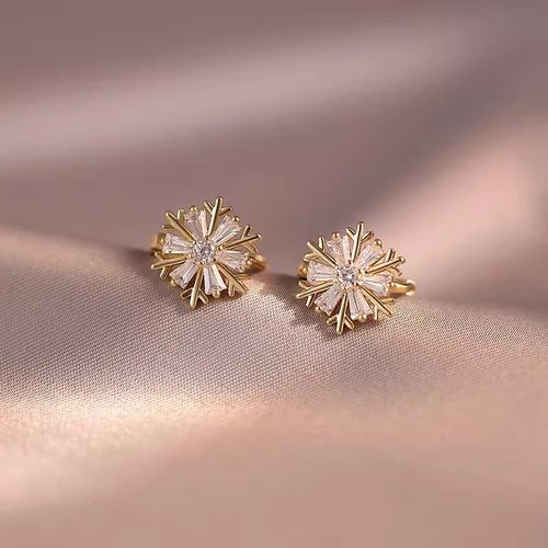 【下单立减50】 小香风雪花耳环奢华镶钻天然锆石太阳花耳钉_WH2