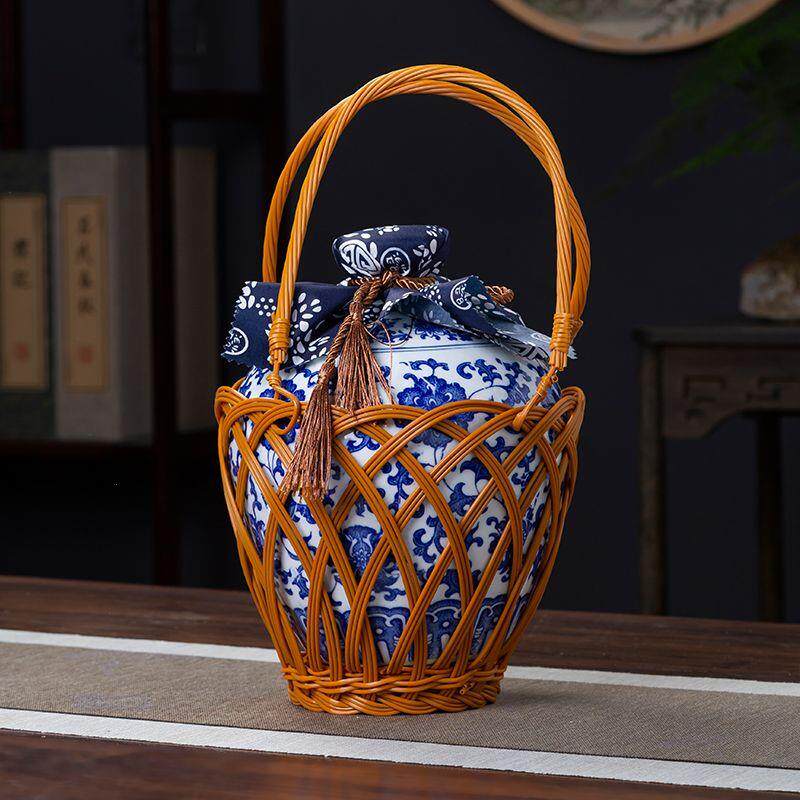 5斤装陶瓷酒瓶仿古青花景