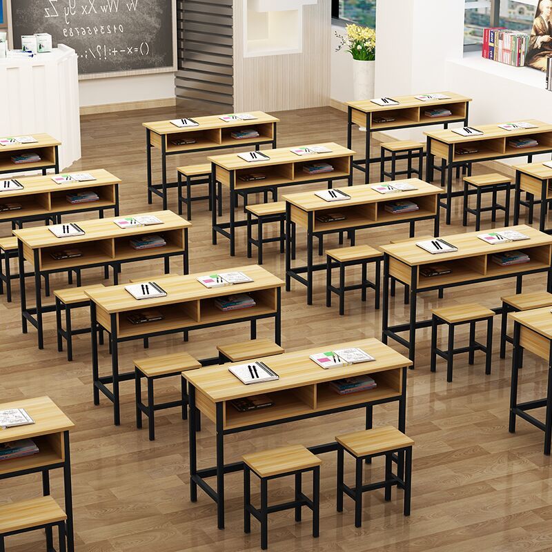 学校课桌椅中小学生双层课桌辅导班培训桌补习班带抽屉课桌椅