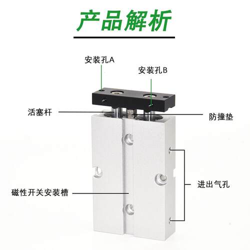 TN双轴双杆气缸大推力小