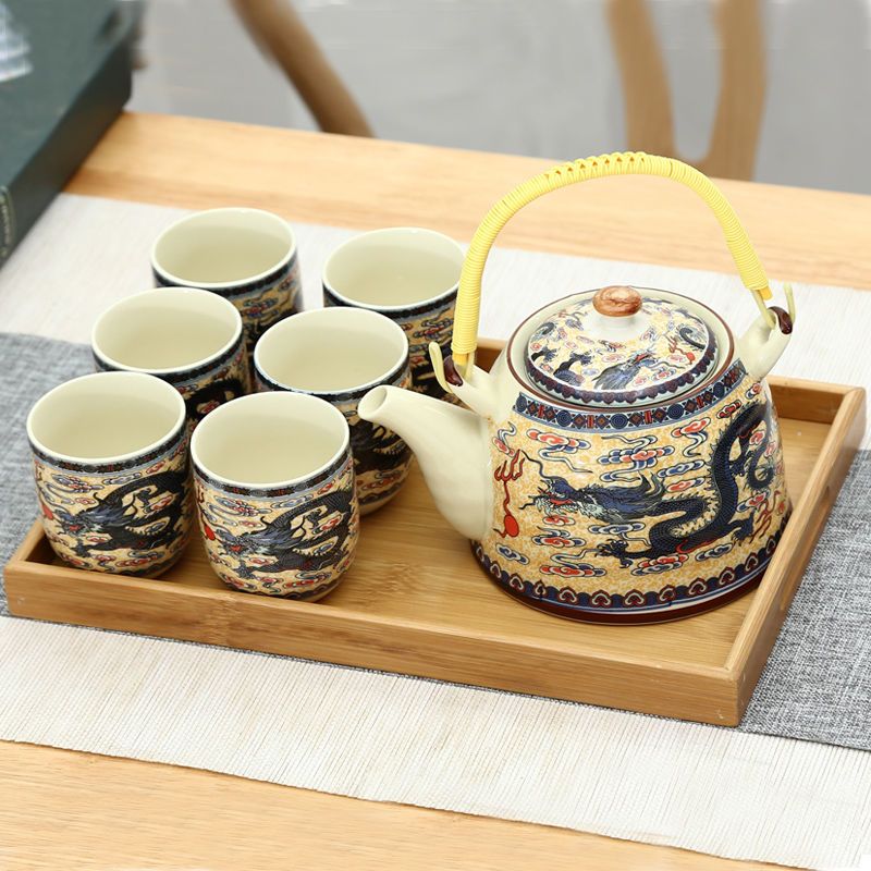 特价大号茶壶茶盘陶瓷提梁壶茶具套装家用青花瓷陶瓷简约厂家