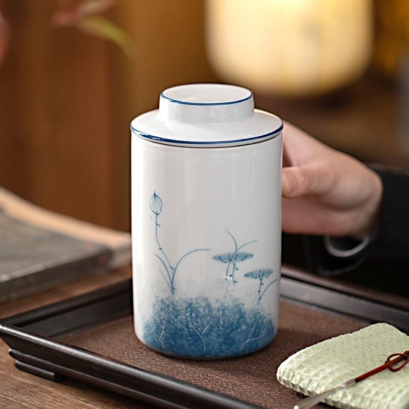 手绘茶叶罐陶瓷家用防潮中式茶罐密封罐存储罐高级感红绿茶茶叶罐
