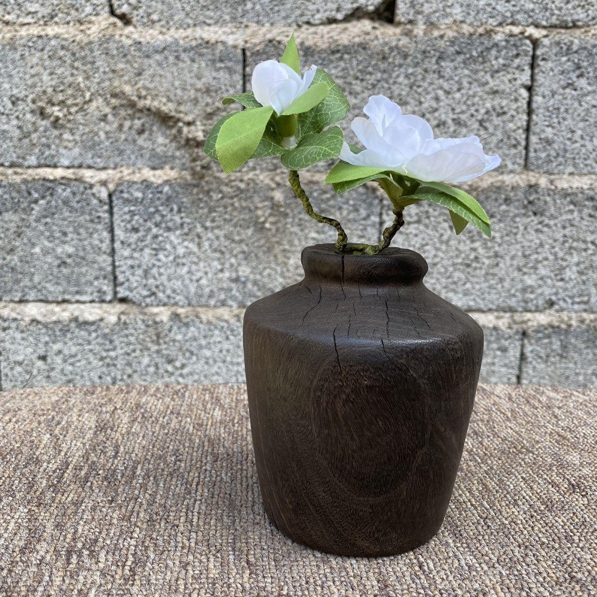 香樟木碳化花瓶侘寂风实