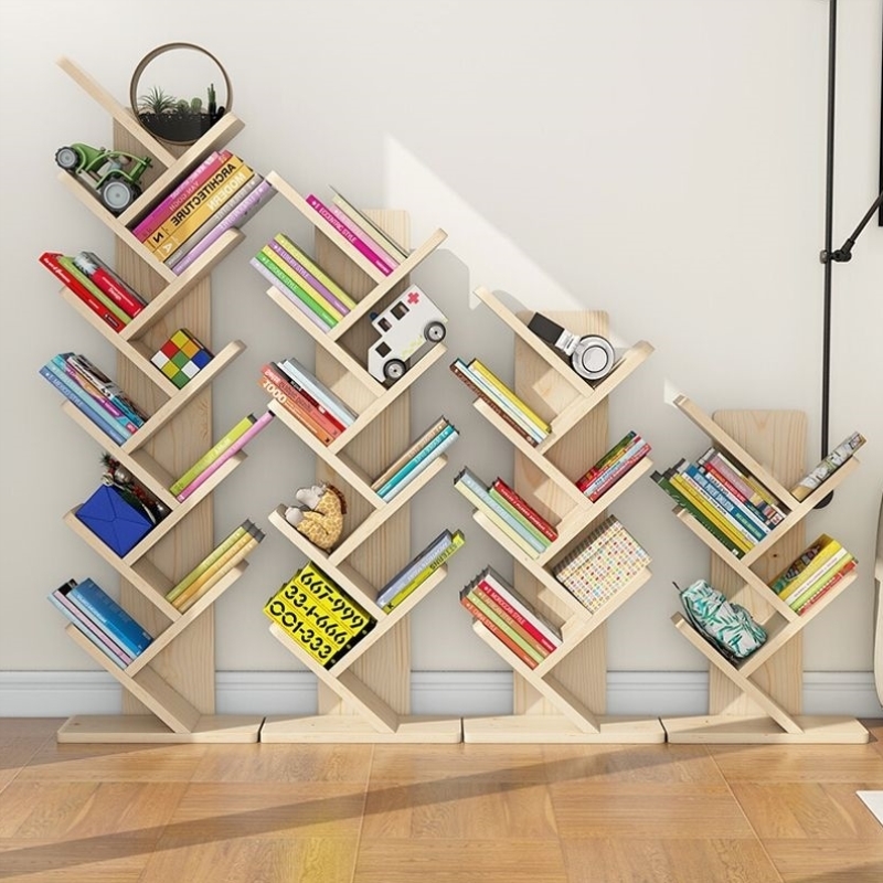 简易实木书架置物架现代简约书房卧室小书柜创意树形书架