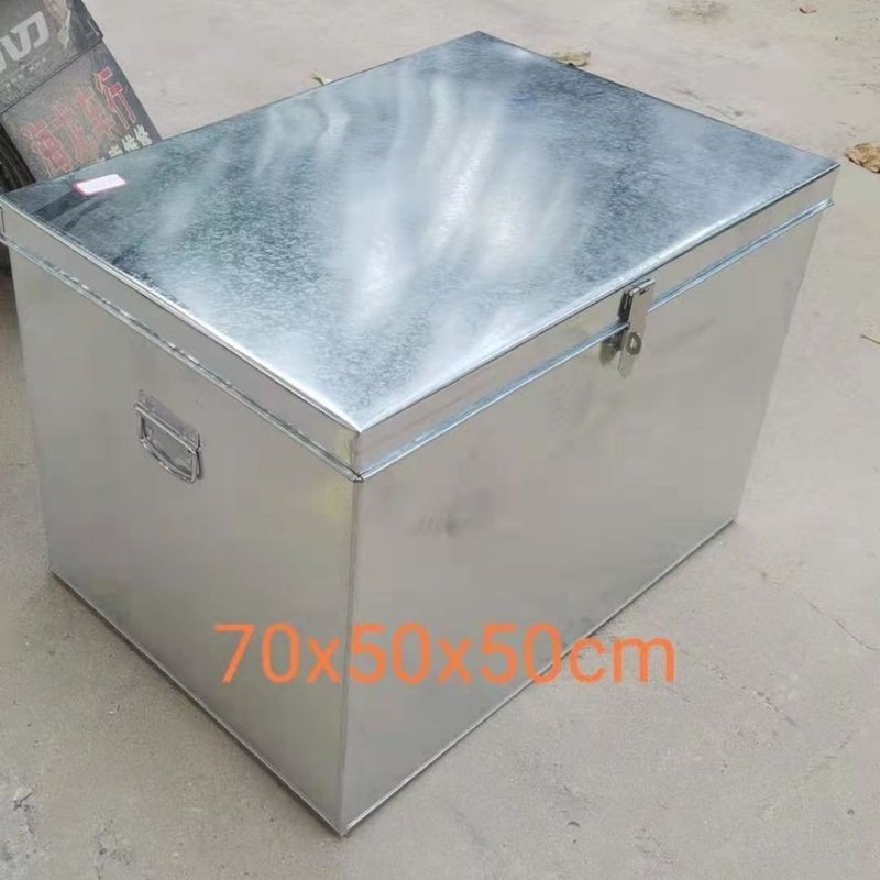 镀锌加厚铁皮箱子 长方形五金工具箱 通用储物收纳箱带锁