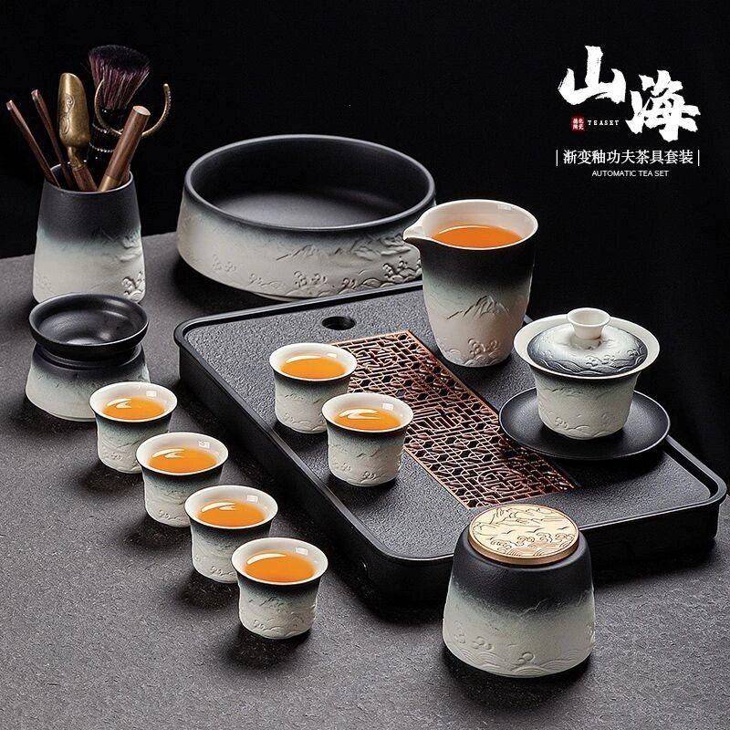 浮雕高档轻奢粗陶功夫茶