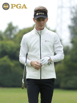美国PGA 高尔夫马甲 男士春夏季保暖外套 吸光发热面料 立领设计
