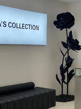 色PDD10037网红同款黑瑰巨型婚庆道具真背景婚礼布玫置现场假花仿