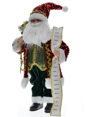 2023诞节新款5cm布艺红色亮摆片圣诞老708人娃娃4玩圣偶件装饰布