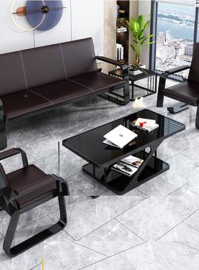 几办沙公发茶组合套装简约现代铁沙发会客工接823待办公室沙发商