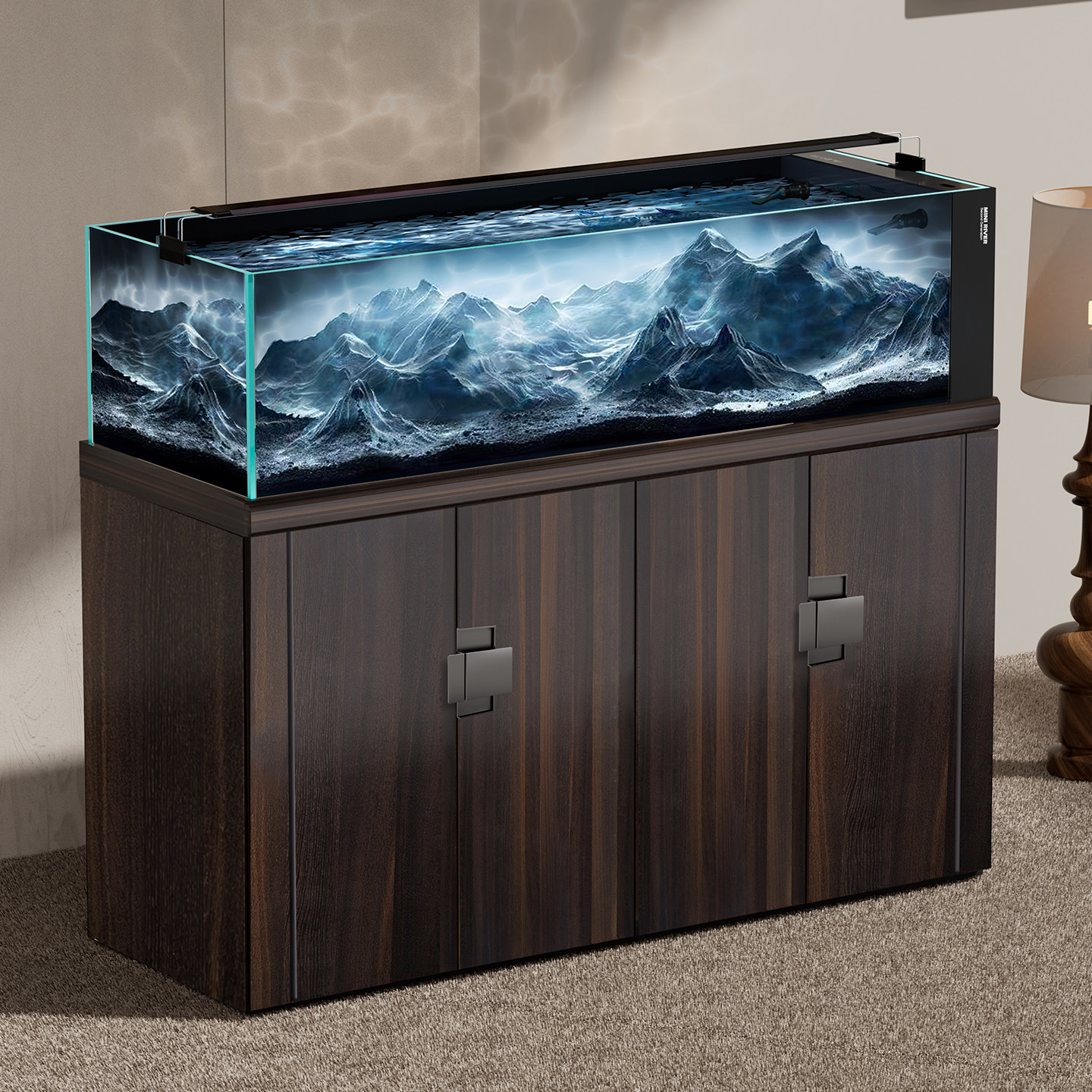 莱易欧2026新款溪流缸客厅落地水族箱科莫金晶超白玻璃底过滤鱼缸