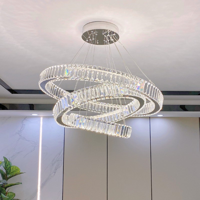 后现代轻奢e客厅水晶吊灯卧室餐厅圆形环现代简约新款全屋套餐灯