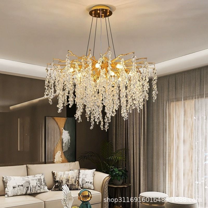 法式轻奢别墅客厅吊灯奢华时尚大气餐厅主灯新款树枝Z灯中山灯具