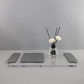 现简约几何透明亚克力金属托盘摆件客厅玄关酒店样板房家居饰品