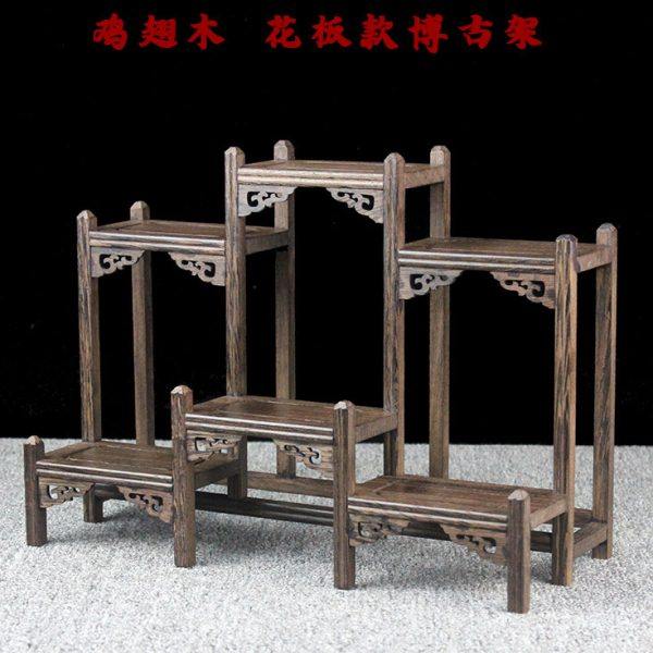 红木鸡翅木多宝架紫砂壶架茶具古玩博古架花瓶盆景摆件陈列古董架