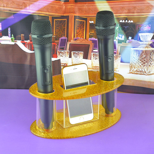 网红亚克力话筒架 ktv金色咪架支架家用无线话筒座唛霸专用可印字