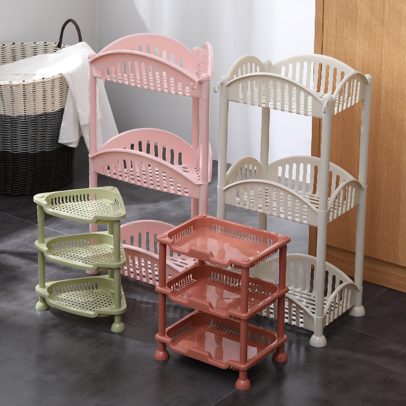 家用浴室置物架卫生间厕所落地塑料收纳架置地式厨房Y洗漱台三角