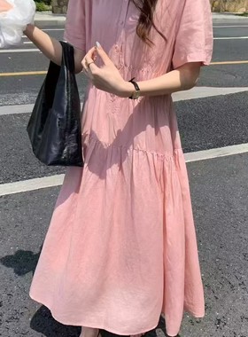 MISS RUILI 定制 2025夏季新款百搭显瘦V领短袖连衣裙F0805