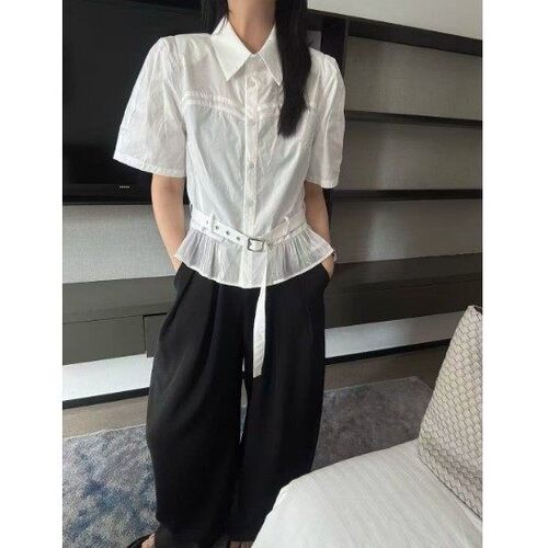 MISS RUILI 定制 夏季新款时尚百搭显瘦收腰衬衫F0644