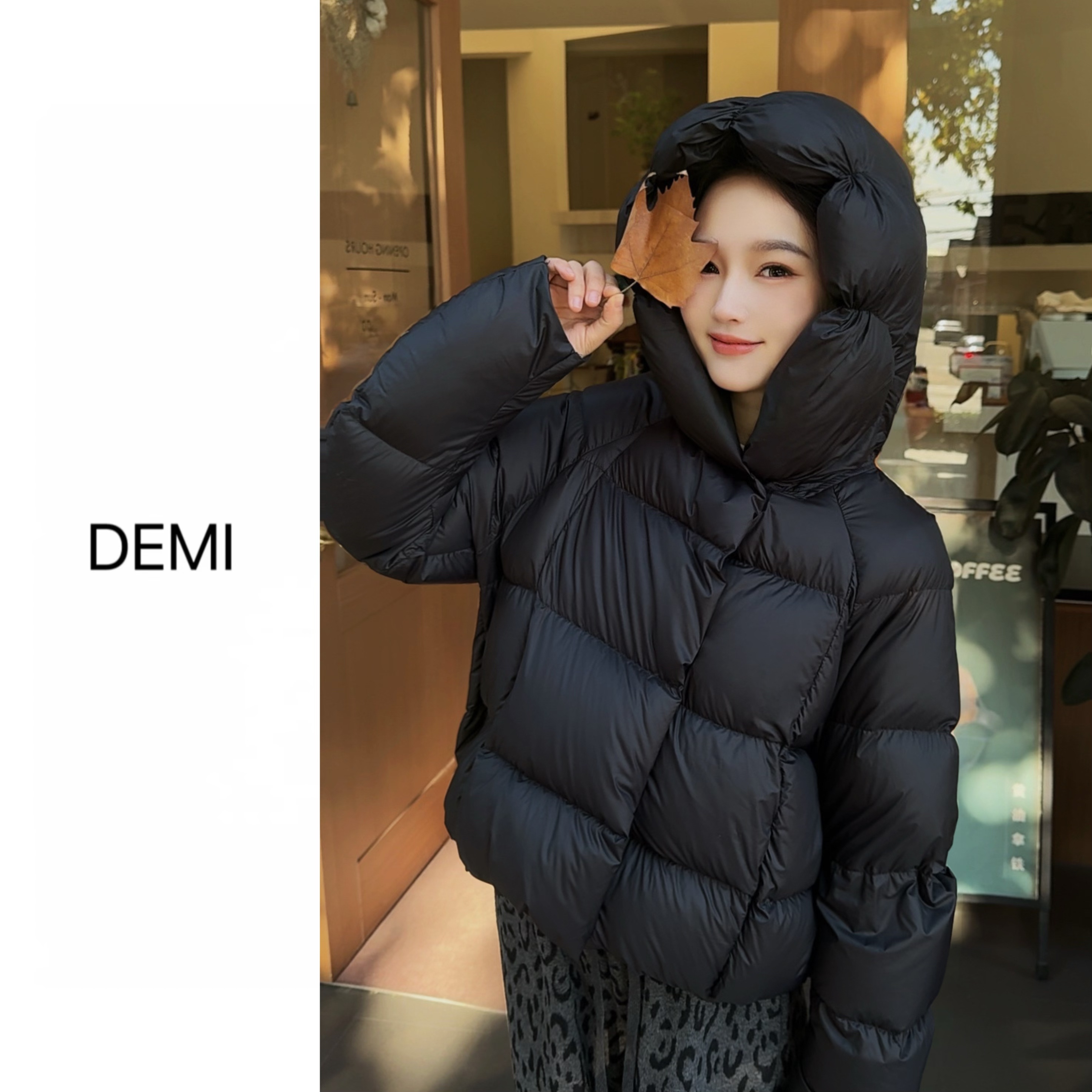 MISS RUILI 定制 冬季云朵泡芙连帽加厚90白鸭绒保暖羽绒服F1395