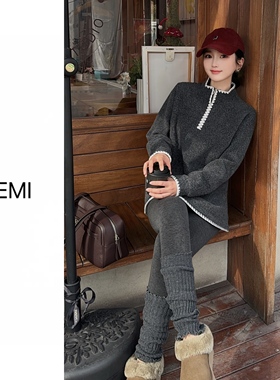 MISS RUILI 定制 韩系通勤半拉链立领宽松保暖加厚卫衣F1499