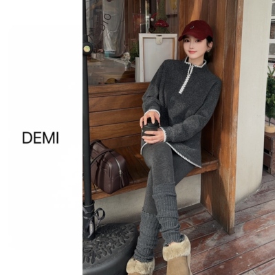 MISS RUILI 定制 韩系通勤半拉链立领宽松保暖加厚卫衣F1499