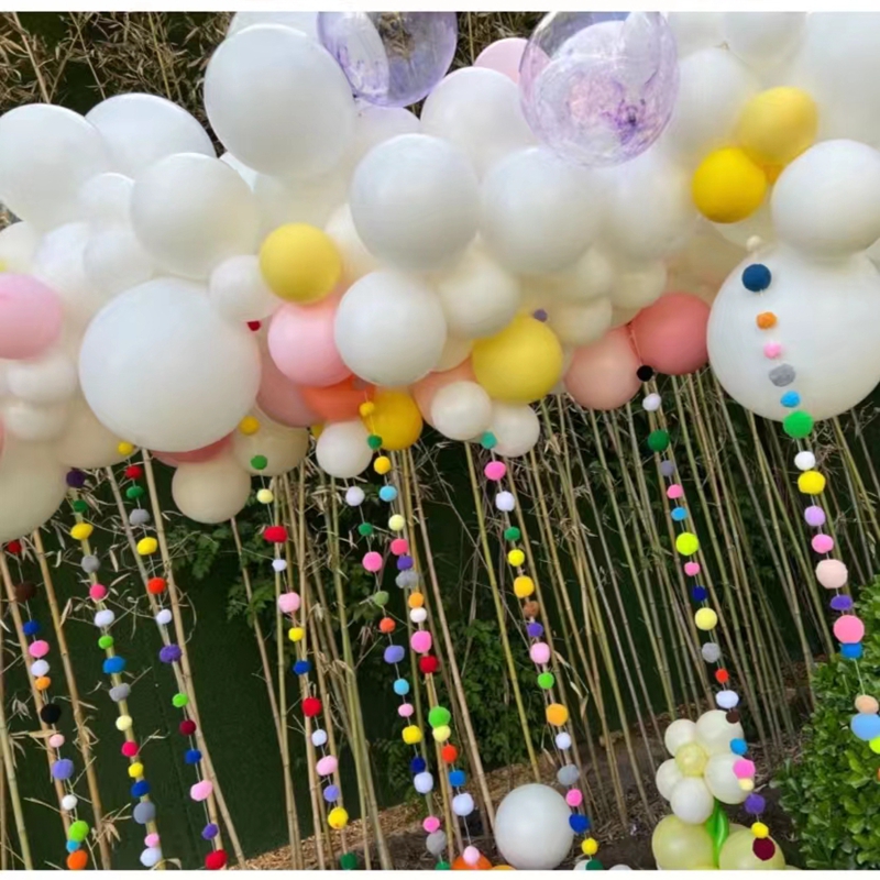 白色云朵气球链小棉球晕染波波球节生日派对门R店商场活动气氛布