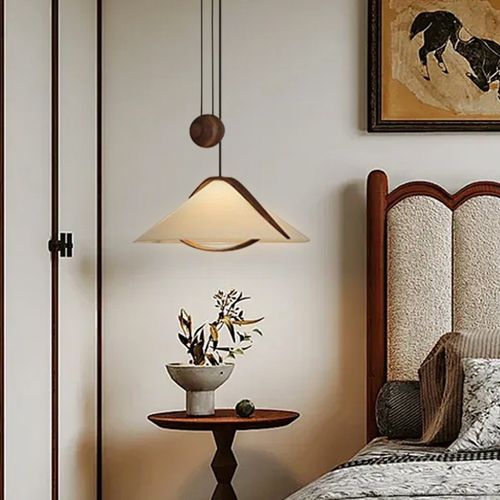 法式简约现代创意原木风布艺床头吊E灯餐厅吧台书房卧室客厅吊灯