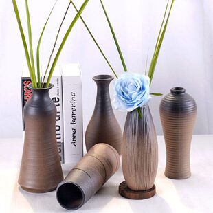 粗陶水培陶瓷花瓶家居摆件干花花器客厅简约现代台面插花日式花插