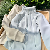 2025加绒双面奥摇粒绒卫衣外套女秋冬款 立领修身 冲锋衣内胆瑜伽服