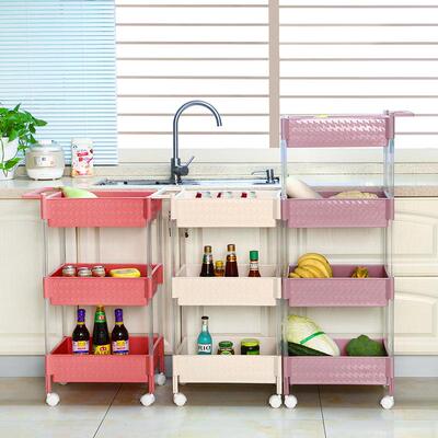 锦塑料三层7319滑轮式储物架置物架浴室厨房物帛收纳架厂杂家直销